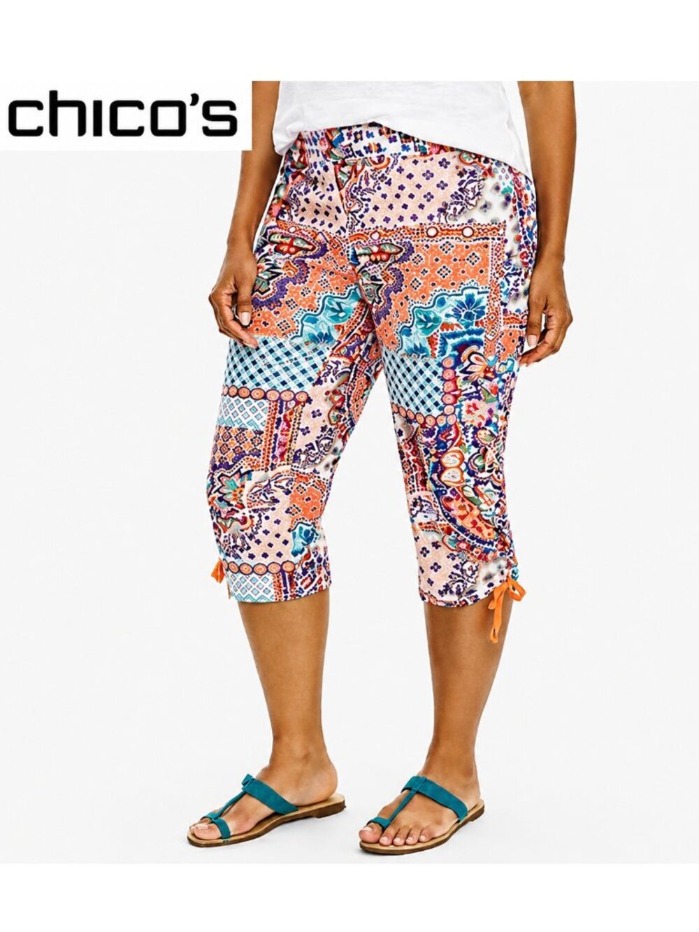 Chico's Capri Pants Size 2 (12) Patched Delight Stretch Capri